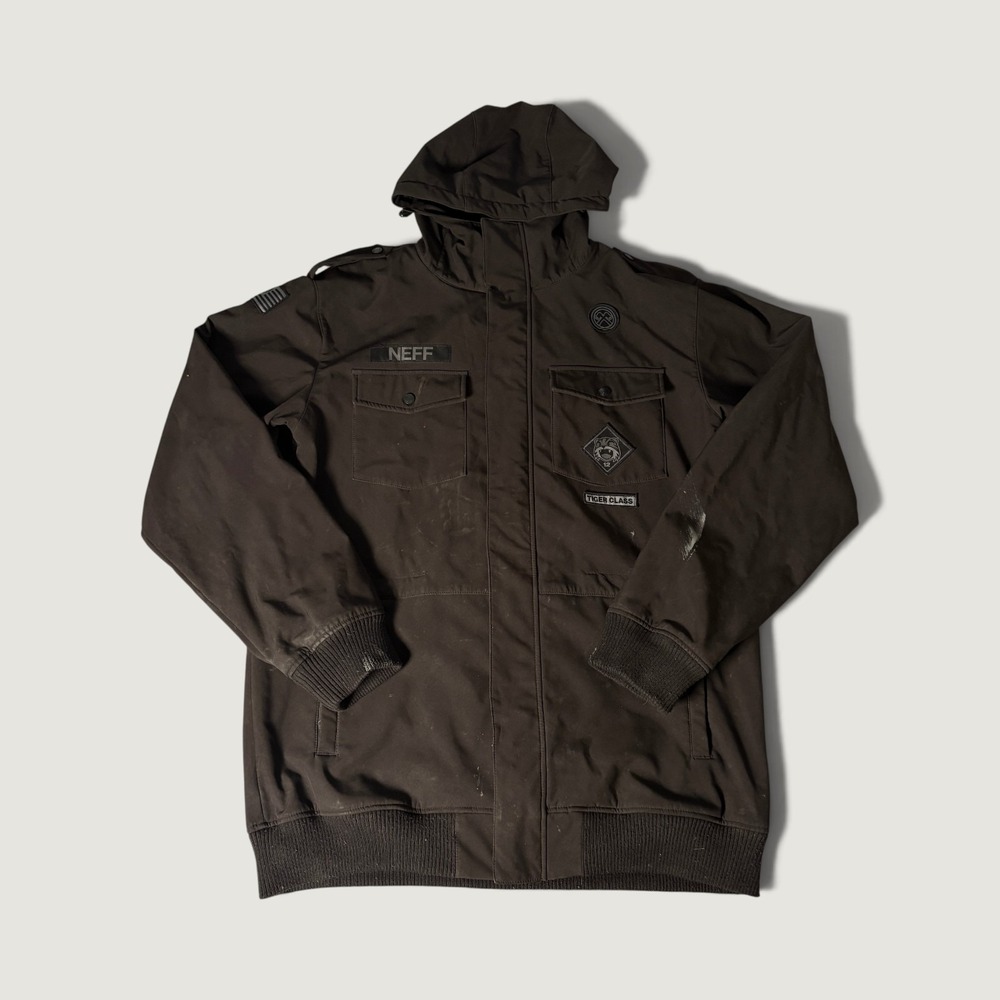 Neff Camp Rejects Mens XXL Hooded Field Jacket Brown Tiger Class Utility Coat